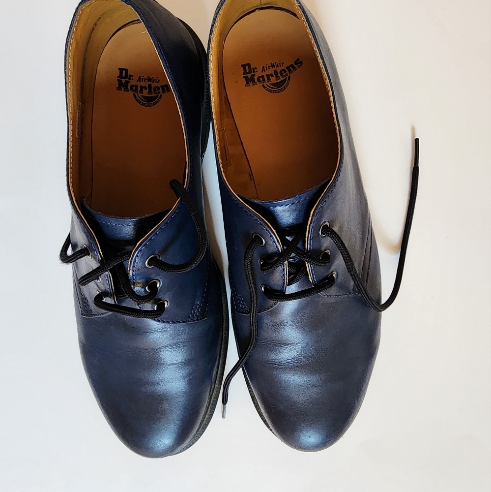 Dr. Martens Navy Blue Leather Three Hole Oxford Shoes
